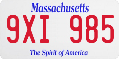 MA license plate 9XI985