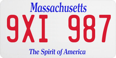 MA license plate 9XI987