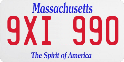 MA license plate 9XI990