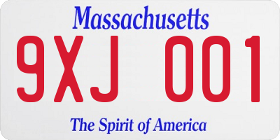 MA license plate 9XJ001
