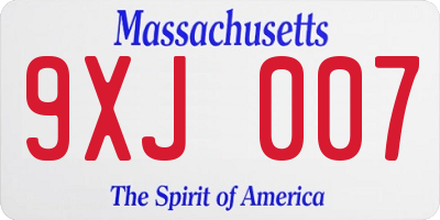 MA license plate 9XJ007