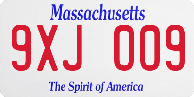MA license plate 9XJ009