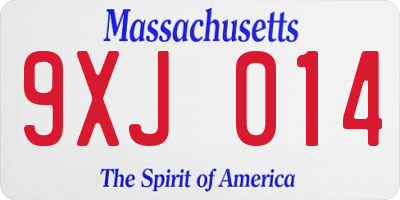 MA license plate 9XJ014
