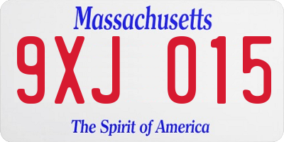 MA license plate 9XJ015