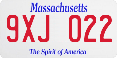 MA license plate 9XJ022