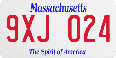 MA license plate 9XJ024