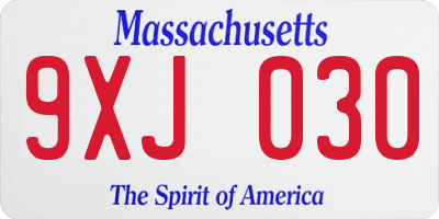 MA license plate 9XJ030