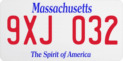 MA license plate 9XJ032