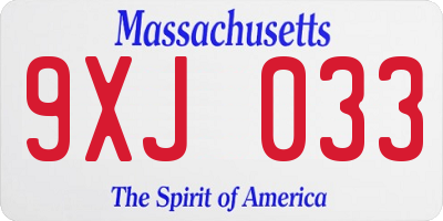 MA license plate 9XJ033
