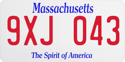 MA license plate 9XJ043