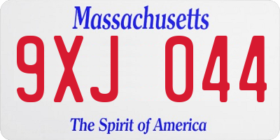 MA license plate 9XJ044