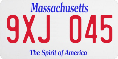 MA license plate 9XJ045