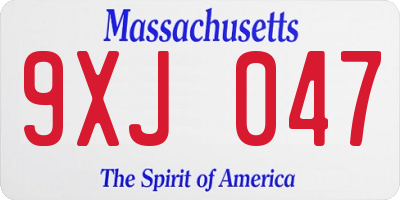 MA license plate 9XJ047
