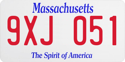MA license plate 9XJ051