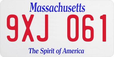 MA license plate 9XJ061