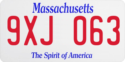 MA license plate 9XJ063