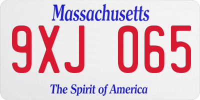 MA license plate 9XJ065