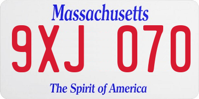 MA license plate 9XJ070