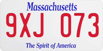 MA license plate 9XJ073