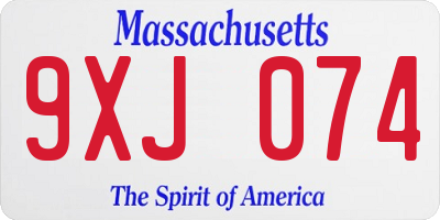 MA license plate 9XJ074