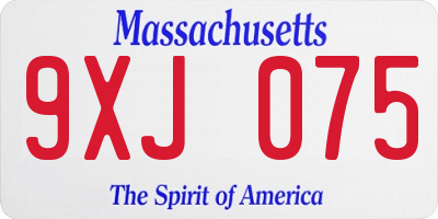MA license plate 9XJ075