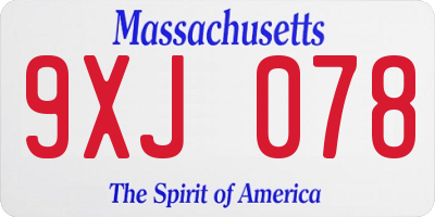 MA license plate 9XJ078