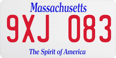 MA license plate 9XJ083