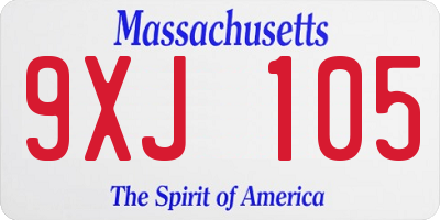 MA license plate 9XJ105