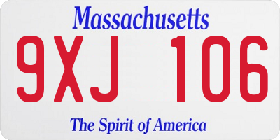MA license plate 9XJ106