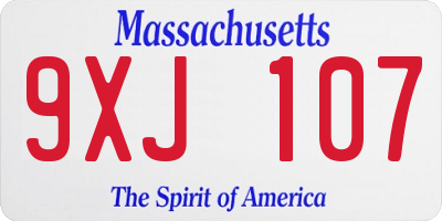 MA license plate 9XJ107