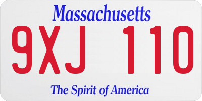 MA license plate 9XJ110