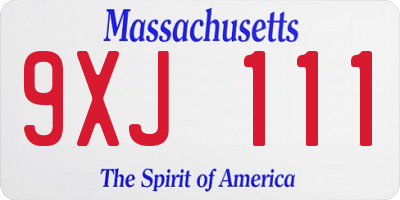 MA license plate 9XJ111