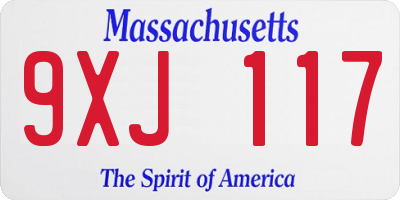 MA license plate 9XJ117