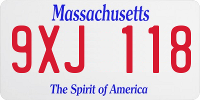 MA license plate 9XJ118