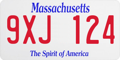 MA license plate 9XJ124