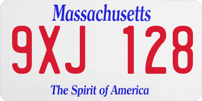 MA license plate 9XJ128