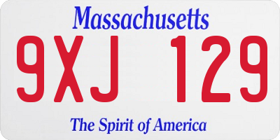 MA license plate 9XJ129