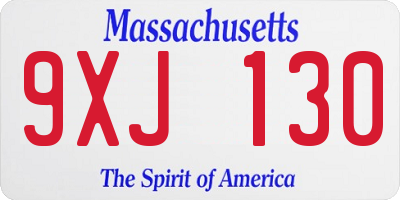 MA license plate 9XJ130
