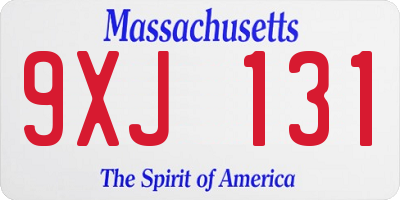 MA license plate 9XJ131