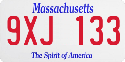 MA license plate 9XJ133
