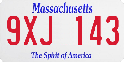 MA license plate 9XJ143
