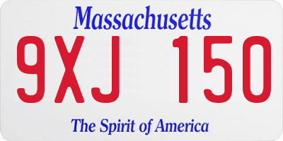 MA license plate 9XJ150