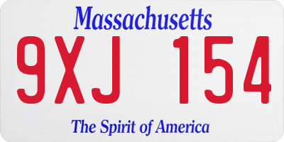 MA license plate 9XJ154