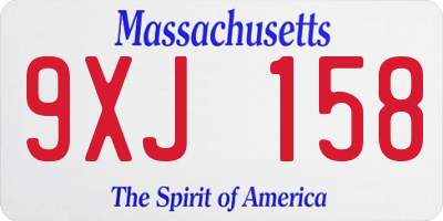 MA license plate 9XJ158