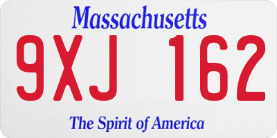 MA license plate 9XJ162