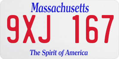 MA license plate 9XJ167