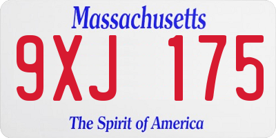 MA license plate 9XJ175