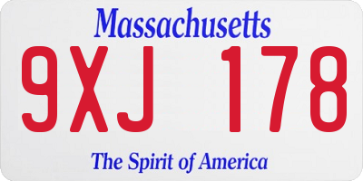 MA license plate 9XJ178
