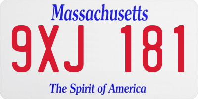MA license plate 9XJ181