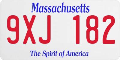 MA license plate 9XJ182